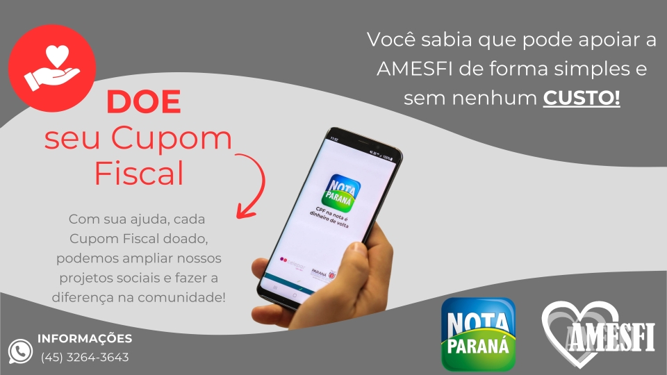Imagem do post . Doe seus CUPONS FISCAIS e transforme vidas!