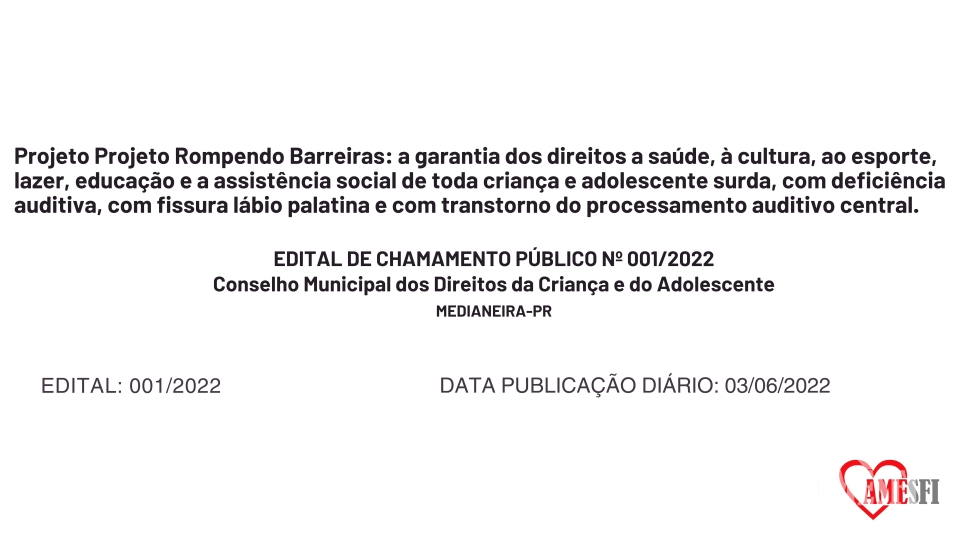 Imagem do post . EDITAL DE CHAMAMENTO PÚBLICO Nº 001/2022 Conselho Municipal dos Direitos da Criança e do Adolescente